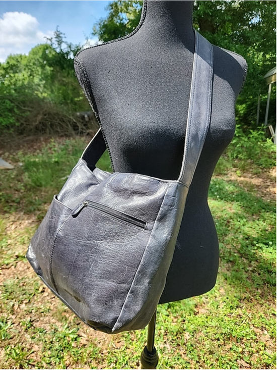 Boulder Ridge Handbags - Boulder Ridge Leather Shoulder Bag Full Grain Cowhide Grey Vintage